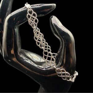 Sterling Silver 925 signed R Celtic Knot Link Bracelet 8”
